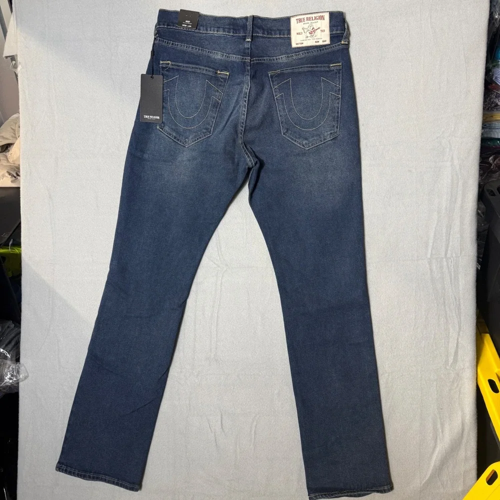 True Religion Ricky Relaxed‎ Straight Men Jeans 32x34 Blue New Stretch 700396